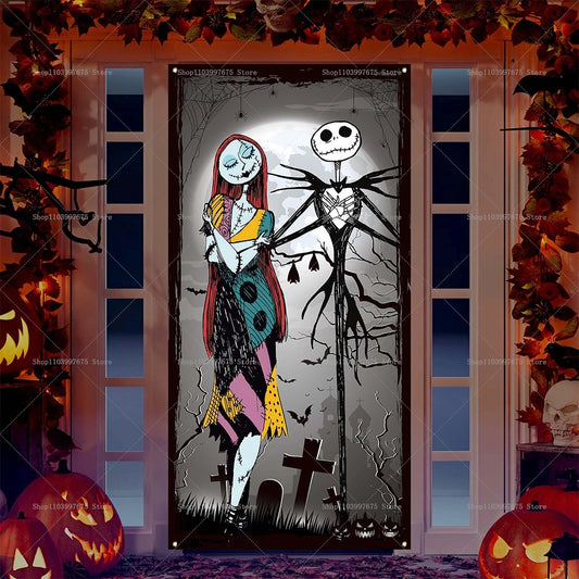 Halloween Night Door Banner Photography Backdrop Indoor Outdoor Porch Background Party