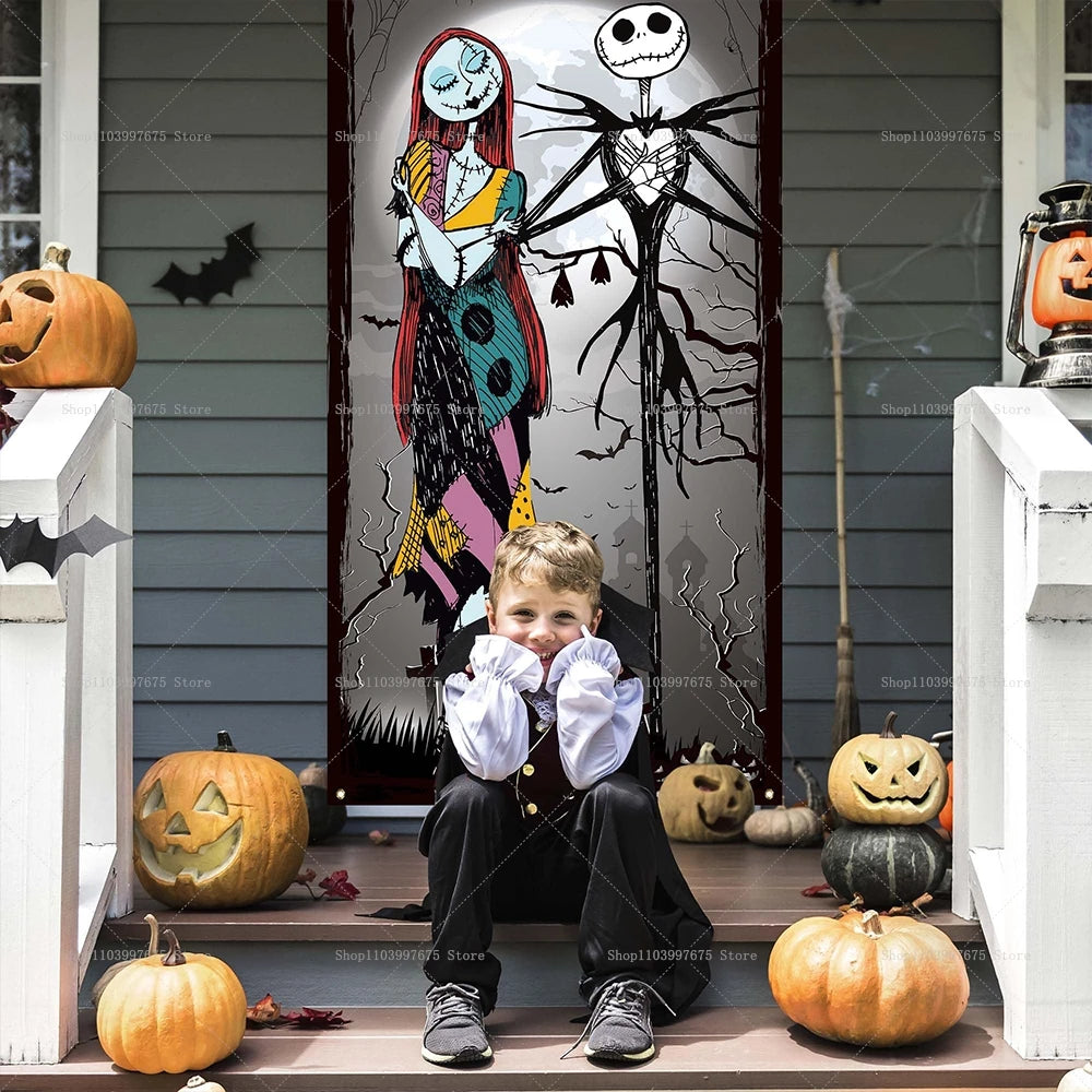 Halloween Night Door Banner Photography Backdrop Indoor Outdoor Porch Background Party